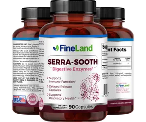FINELAND SERRA-SOOTH – Digestive Enzymes, Respiration Support, Immune System Support, Delayed Release Capsules, Premium Healthcare Edible
