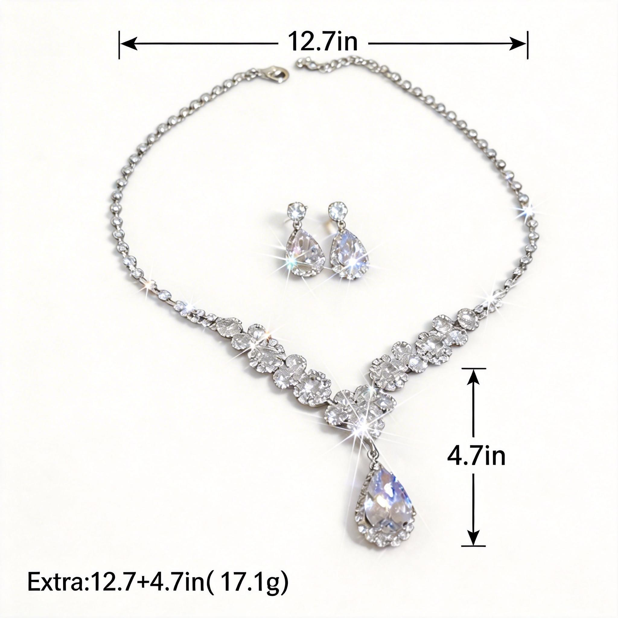 Vintage Hypoallergenic Aurora Necklace Set, 2-Piece Design, a Warm Gift to Remind Her of Your Love Dainty Hypoallergenic Aurora Jewelry Set, CZ Embellished, Perfect for Wedding/Gala, a Thoughtful Gift