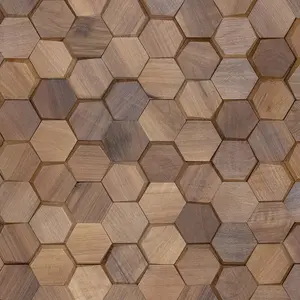 Natural Walnut 3D Hex Panels