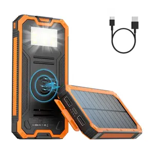 Wireless 20000mAh Solar Power Bank with 3 ports Output, built in  Flashlight, and High Capacity for Outdoor waterproof and More Charge Phones and Multiple Devices Smartphone