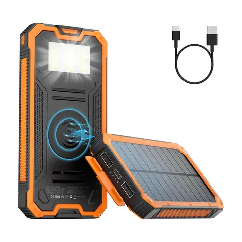 Summerwins 20000mAh Power Bank - Solar Charger with 6 Outputs, Triple Port, USB 3.0, Fast Charging, Wireless, Waterproof, Bright Flashlight, Compass, 6-8h Solar Top-Ups in Daylight, Multiple Device Charging, Portable for Travel, Camping sohochic