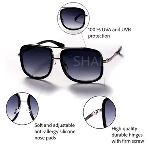 AVIATOR "ONE" Men Insta Famous Sunglasses Flat Top GAFAS SHADZ Fits All match