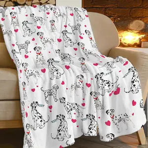 Dalmatian Blanket for Girls Woman Cute Dog Throw Blanket Dalmatian Stuff Decor Merch Cozy Flannel Soft Warm Plush Lightweight Bedding Dalmatian Gifts for Dog Lover Kids Boy Man Sofa Bedding 50"X40", Printed on One Side with a Plain White Back, Halloween T