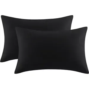 King Size Pillow Cases Set of 2 - Black King Pillowcase 2 Pack with Envelope Closure, Soft Brushed Microfiber Bed Pillow Case Cover, 20x36 inches