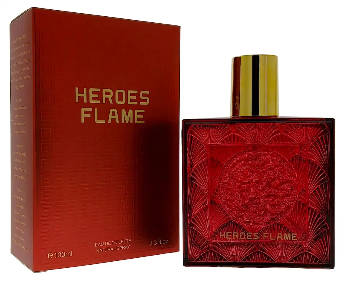 Heroes Flame Eau de Toilette 100ml - Natural Spray for Men and Women, Tonka Bean Scent, Unisex Fragrance
