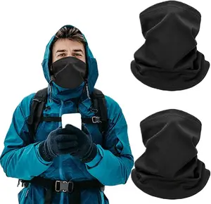 2 Pack Winter Neck Gaiter for Men & Women, Windproof Fleece Face Mask, Cold Weather Breathable Balaclava Scarf for Skiing, Running, Cycling, Hiking, Outdoor Sports