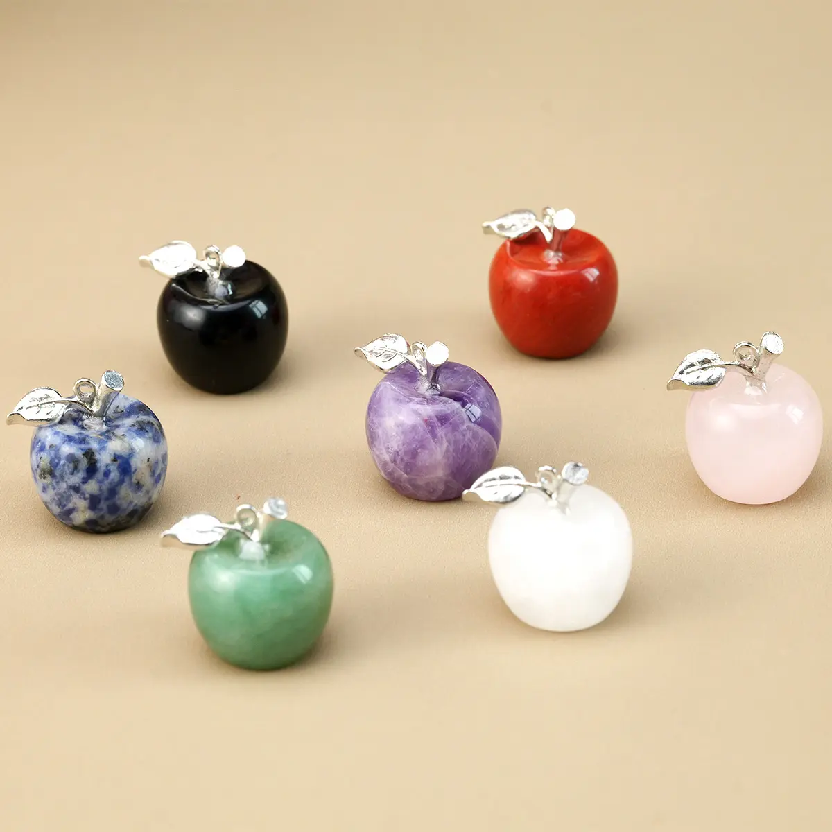 Mini Natural Rose Quartz Crystal Aventurine Apple Carving, Healing Gemstone Ornament, Christmas Decoration & Home Gift Idea, Healing Crystals, Crystal Decorative Ornaments