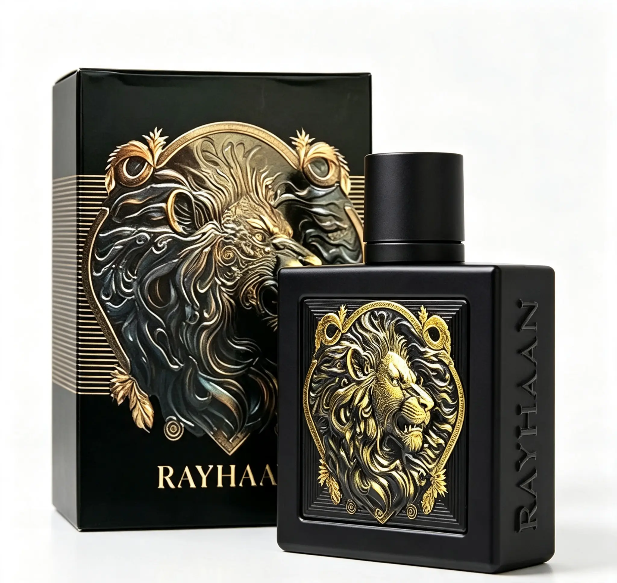 Rayhaan Lion Eau de Parfum Spray for Men 100ml / 3.4 fl oz – Bold Regal Long-Lasting Men's Fragrance, Strong Masculine Cologne with Grid Black Lion Design, Everyday Luxury Scent & Gift for Men