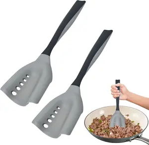 PGYARD Meat Spatula Chopper Ground Beef Masher Heat Resistant Silicone Hamburger Smasher Tool Non Stick Meat Masher for Ground Beef and Potato Mix Tool, Kitchen Utensil