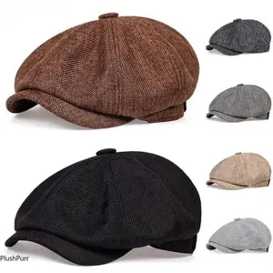 Men’s Vintage Peaky Blinders Newsboy Cap – British Style Octagonal Flat Cap, Breathable Baker Boy Cabbie Hat, Trending Old Money Aesthetic Fashion Accessory