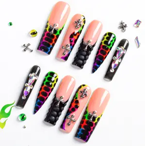 Lovful | Square Long Length 2.2" Dramatic Handmade Acrylic Press On Nails | 10PCS Reusable, Salon Quality, Link 1 H26 -H156