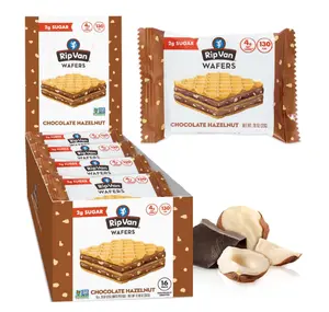 Rip Van Chocolate Hazelnut Wafer Cookies, Keto, Non-GMO, Healthy Snacks, Low Carb & Low Sugar (2g), Low Calorie, Vegan, 16 Count