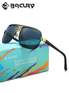 BACURY Large Frame, Not Easily Deformed, Men'S Polarizing Sunglasses, Versatile For Street Wear, Windproof, Dustproof, Uv Resistant, Driving And Hiking To Reduce Glare For Daily Travel