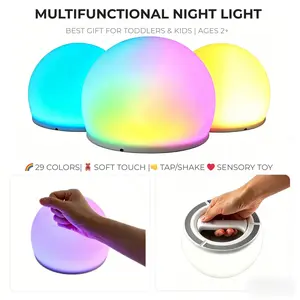 Wattbubble Squishy Egg Night Light Pro for Kids 5 Levels Brightness Soft LED Sensory Light  Interactive Tap Light Stress Relief Fidget Toys Auto Dim 30 Mins BPA Free Silicone 2026 New Year Gift Children Gift sugar ball