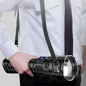Super Bright LED Flashlight, 1 Most Powerful LED Rechargeable Flashlight, Zoomable, Smart Battery Display, Built-in High-capacity Lithium Battery, Durable, Suitable for Home, Work, Repair, Emergency Use, Camping Essential