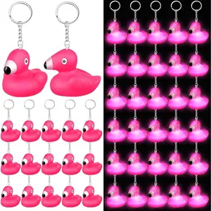 Deekin LED Light up Rubber Duck Keychain, Glow in The Dark Cruise Duck Keychain Bulk, 3D Tiny Key Chains