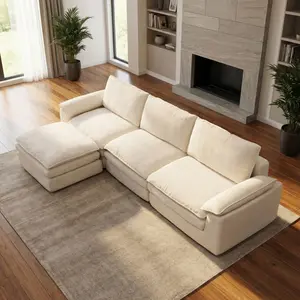 Down Filled Convertible Sectional Sofa with Reversible Chaise in Soft Gray Fabric for Modern Living Room Memoryfoam Extra-Wide Seat couches cloud x furniture boneless