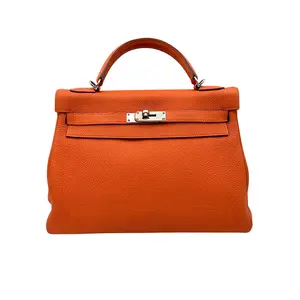 Pre-owned HERMÈS Togo Leather Shoulder Bags Kelly 32 Retourne Orange Palladium Hardware 2013 hr98