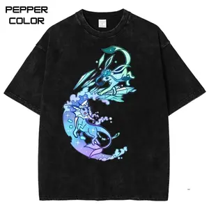 vaporeon and glaceon Graphic T-Shirt, PKM Anime Shirt, Anime Vintage T-Shirt, Japanese Manga Shirt, Crew Neck Casual Cotton Shirt, Unisex Menswear Womenswear Top, Gift for fans