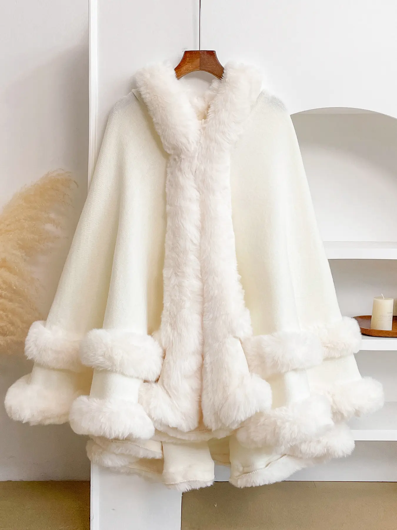 Women's Fashion Loose Fur Collar, Perfect Gift Choice for Women, Stylish Accessory for Any Occasion, Fall & Winter Casual Wear, Fluffy Soft Scarf, Soft Shawl, Solid Shawl