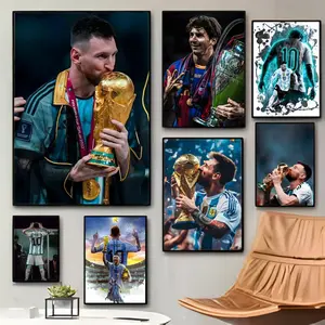Football GOAT and World Cup Winner Lionel Messi Trophy Poster Poster Waterproof Moisture-proof Scratch-resistant Durable HD And Sticky Suitable For Gifting And Wall Decoration In The Living Room Bedroom Cafe Bar Corridor Photo