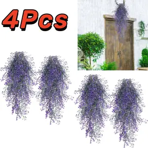 4 Packs Wall Mounted Purple Faux Vine Plants, Artificial Hanging  Plastic Plants for Indoor Outdoor Home Garden Wedding Party Decor