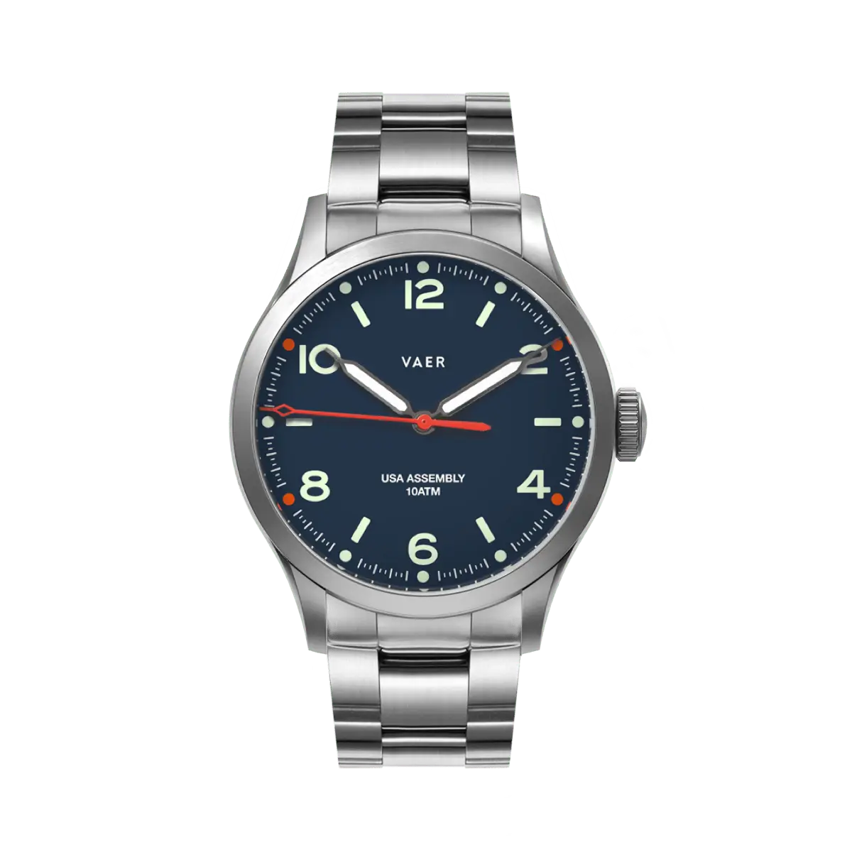 C5 Design Navy Solar - 40mm USA Watch | Solar Powered Watch with Sapphire Crystal, 100m Water Resistance, Screw-Down Crown, Luminous Dial & Interchangeable Straps - Durable Everyday Outdoor Analog Wristwatch - Perfect Gift for Birthday & Anniversary