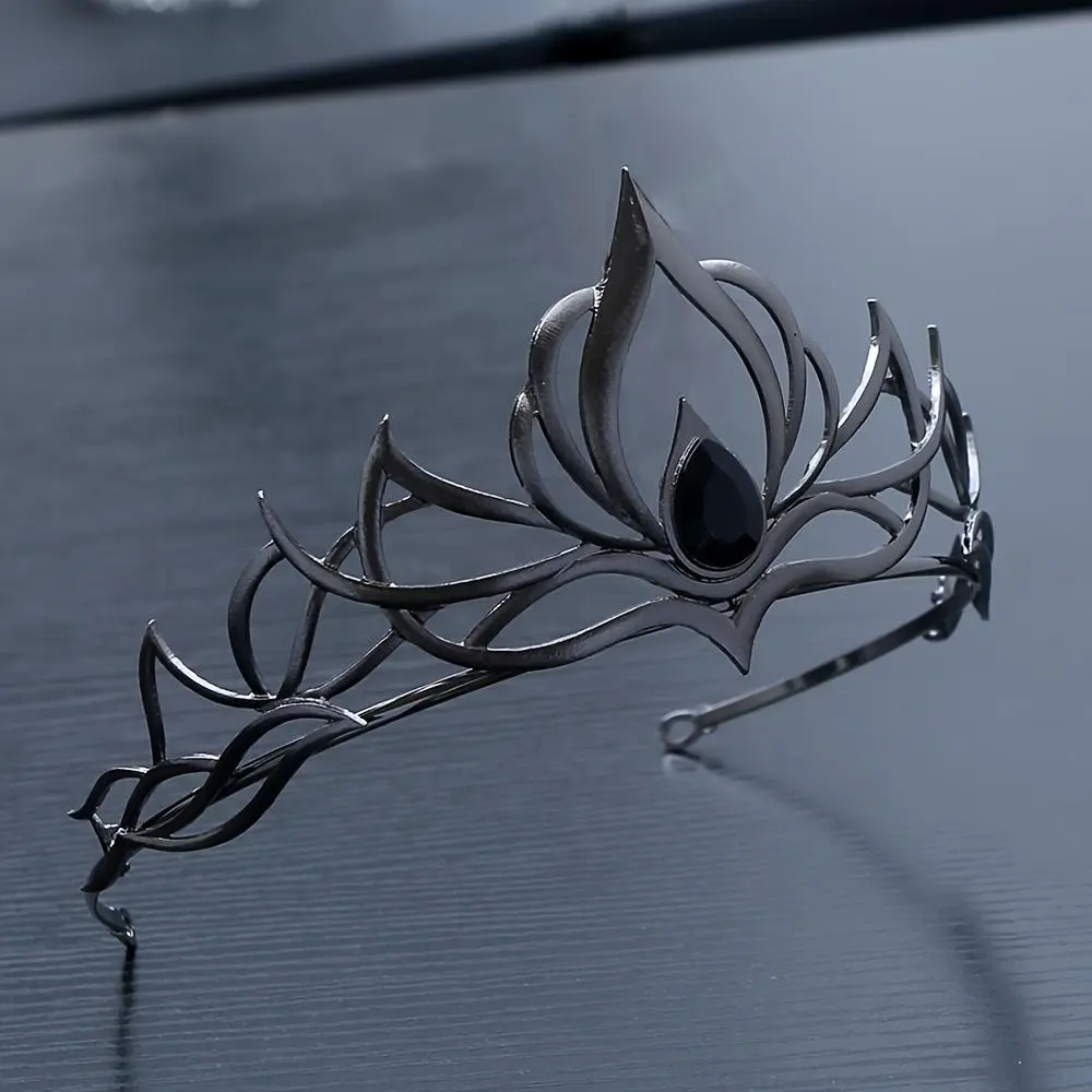 Women's Black Silver Thorn Crown Headband Centrepiece - Gothic Cosplay Witch Silver Tiara, Night Queen Party Ball Essential, Sparkly Gift for Daughters, Crown Headband Centrepieces, Silver Tiara Centrepieces