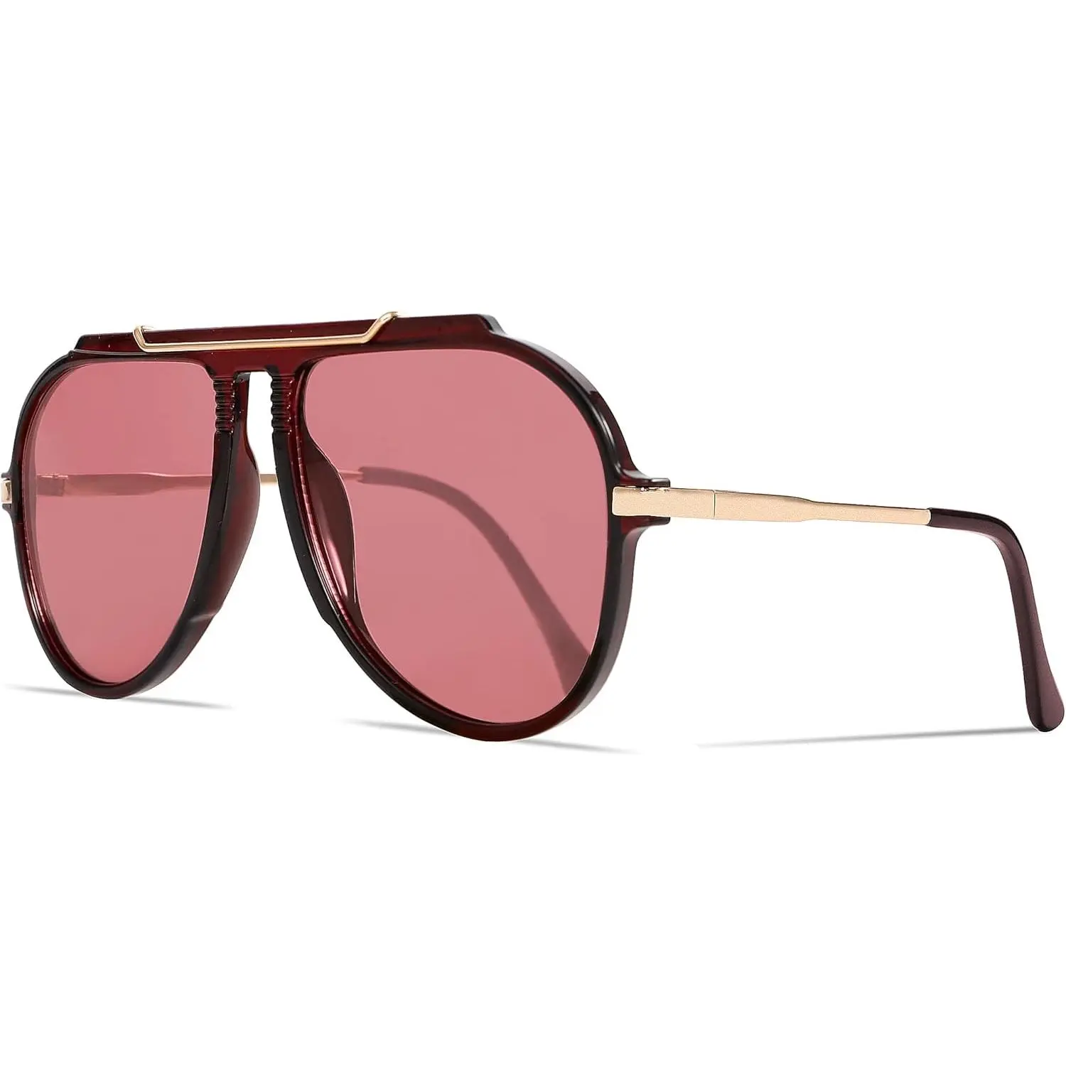 Graduation Gift Oversized Aviator Sunglasses for Women Men 70s Retro Gold Metal Sun Glasses Tangle Free Square Aviators