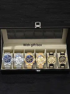 6-piece watch set, men's exquisite versatile watch, fashionable quartz watch, simple temperament watch set