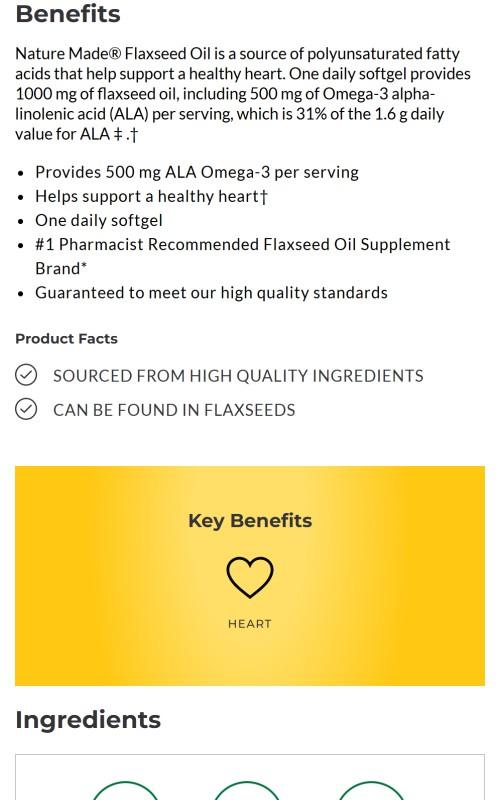 Flaxseed Oil 1000 mg Softgels