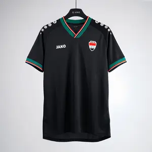 Iraq 2026 WCup Black Football Jersey, Vintage Soccer Fan Shirt, Breathable Athletic Gym Tee, Trendy Sports Streetwear Apparel
