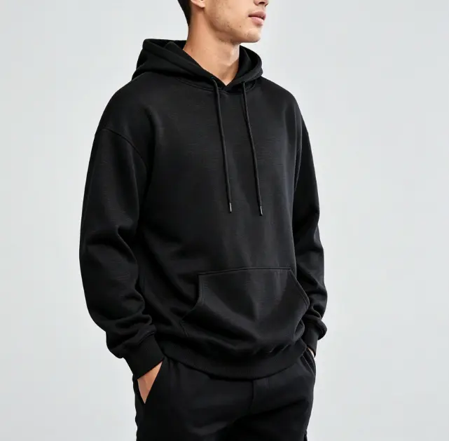 Heavyweight Blank Oversized Hoodie, Vintage Streetwear Plain Fleece Hooded Sweatshirt for Men, Cozy Fall Winter Pullover Essential
