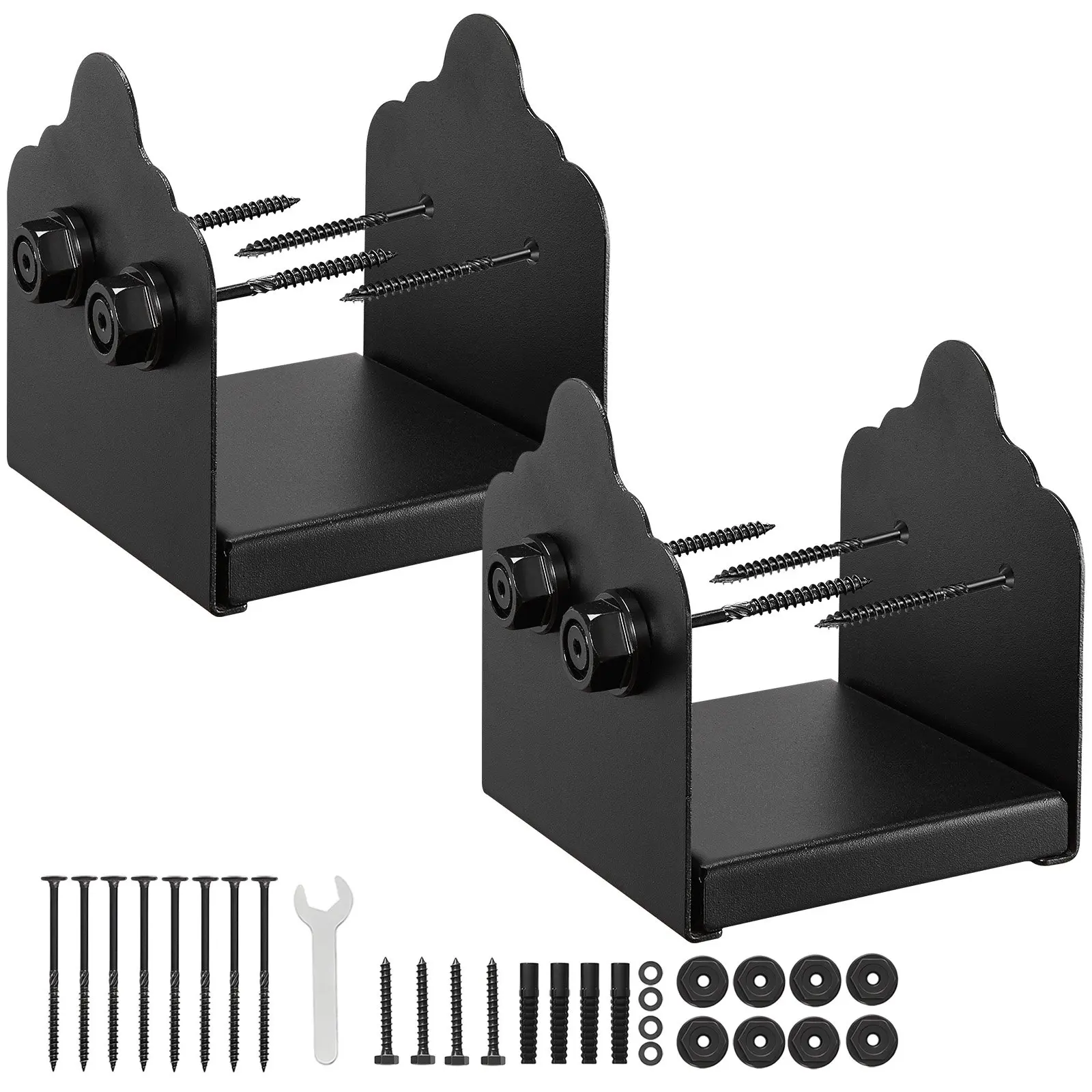 【Summerfinds】VEVOR 6x6 Post Base 2 Pcs, Inner Size 5.9x5.55 inch / 150x141 mm Post Brackets, Heavy Duty Carbon Steel Decking Posts, Wood Posts Brackets for Pavilion Deck Railing Support Deck Base Plate, Black