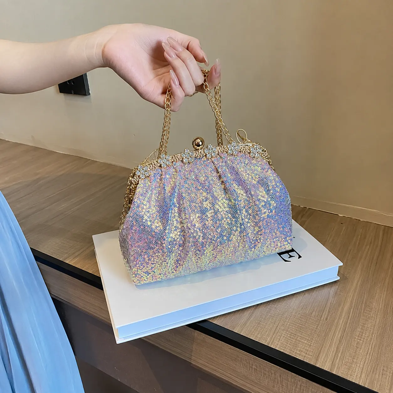 Women's Elegant Glitter Sequin Clutch Purse, Glam Evening Bag for 2026 Party, Prom Events weekend travel house great gift fashion crossbody tote