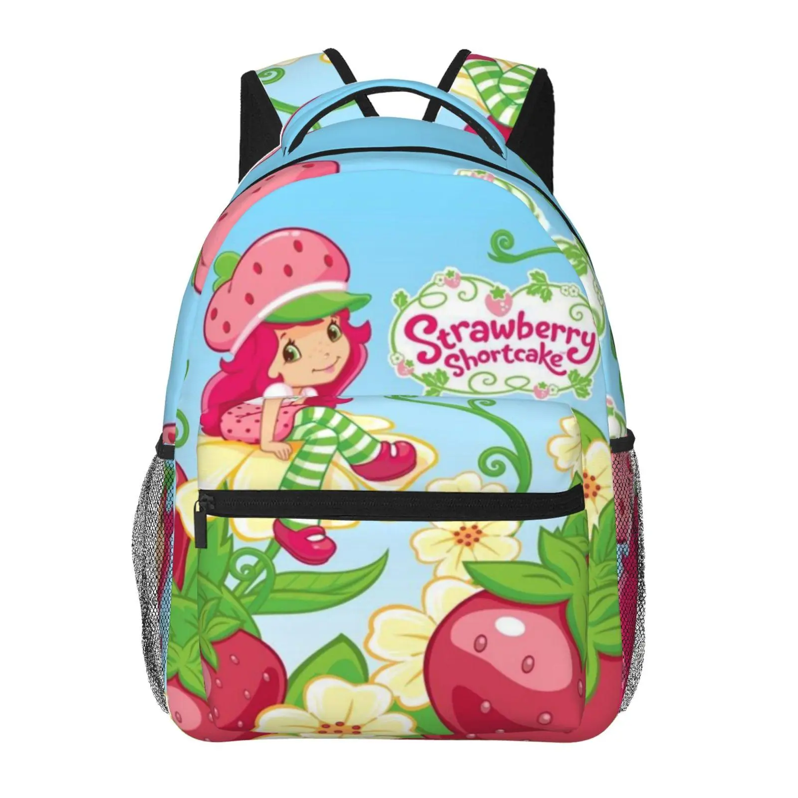Strawberry Shortcake backpacks for school 2026/2027, large-capacity cartoon print Strawberry Shortcake laptop daypacks for campus and daily commuting, lightweight portable Strawberry Shortcake bookbags, gift for kids, teens, and students