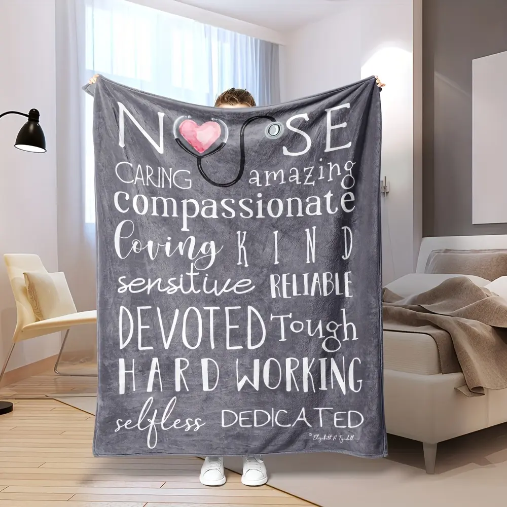 JOOCAR Cozy Nurse Printed Flannel Blanket - Soft, Warm, and Multi-Purpose for Bed, Sofa, Office, and Room Decor - Perfect Gift for Nurses, All-Season Use, and Versatile Throw Blanket for Snuggling Up