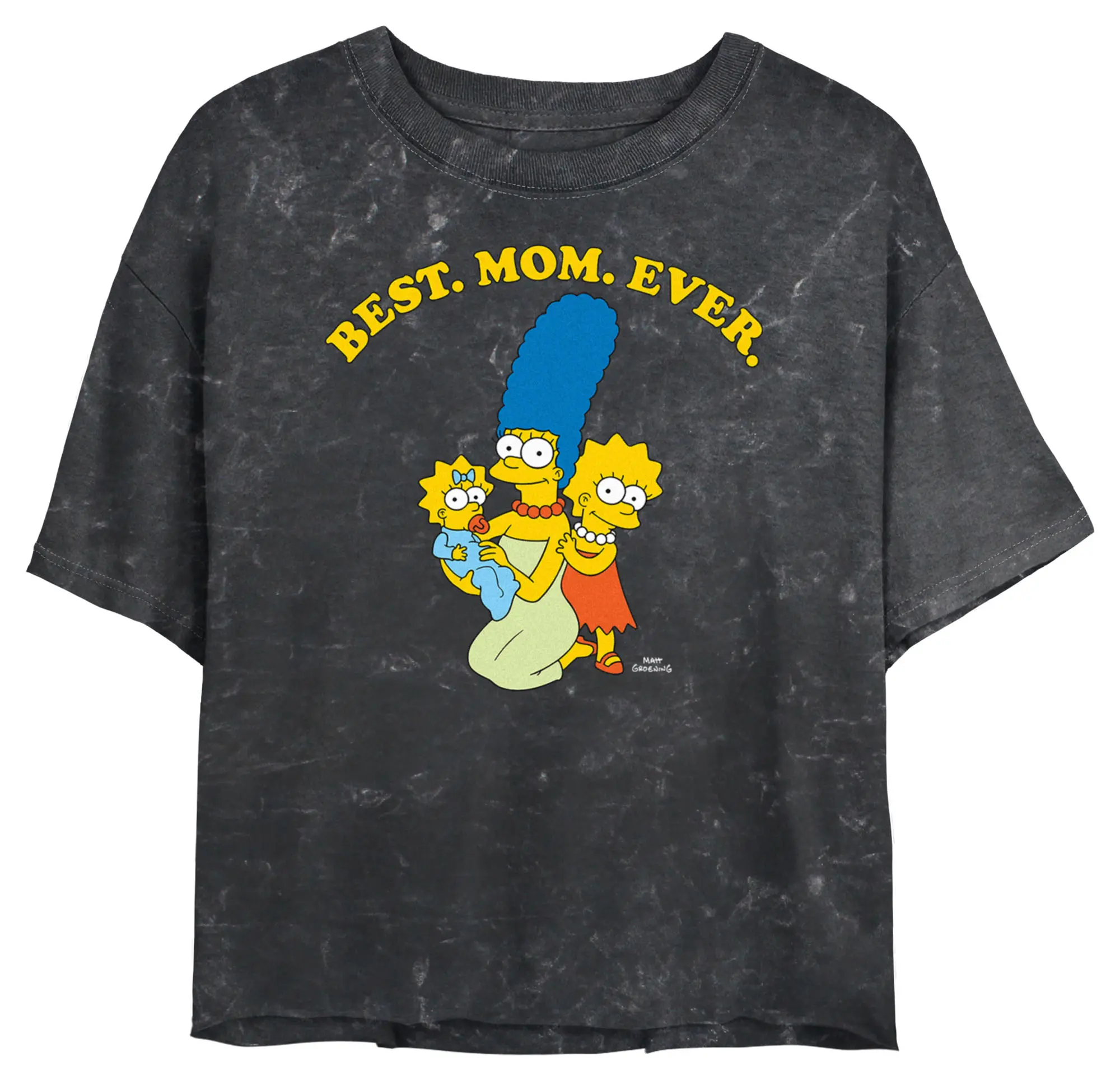Junior's Women The Simpsons Best Mom Trio Crop T-Shirt