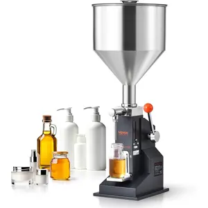 Father's Day Gift VEVOR Manual Paste Liquid Filling Machine, 5-50ml Adjustable Bottle Filling Machine, Stainless Steel Liquid Filler with 10L Hopper for Milk Water Juice Essential Oil Shampoo Cosmetic Honey