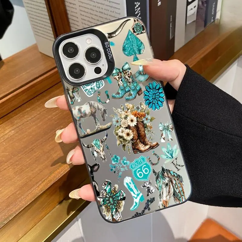 IMD Polycarbonate & Silicone Shockproof Rugged Cowboy Cactus Caper Case for iPhone 1-17 Pro, ProMax, Plus - Boys' Mobile Phone Protection Accessories