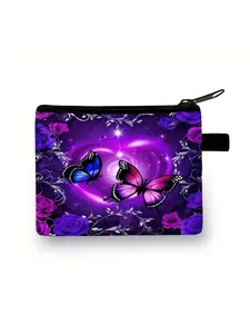 Purple Butterfly Pattern All-Over Print Coin Purse
