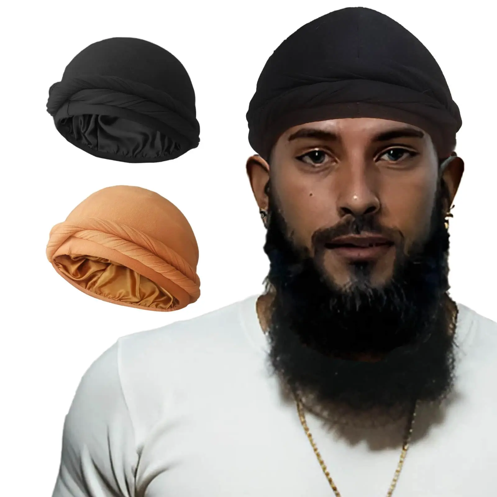 1pack/2pack Silk Satin Lined Halo Turban Head Wrap Skull Cap Head Scarf for Men-Women, Stylish Sports & Outdoor Hat, Elegant Fashion Headwear for Trendy Enthusiasts