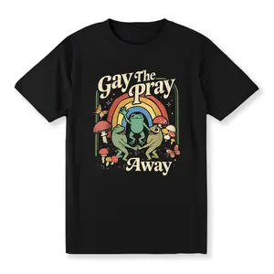 100% Cotton  The Pray Away Rainbow Funny Meme Frogs LGBT Pride LGBTQ T-Shirt Golf Gift T-Shirt For Men and Women