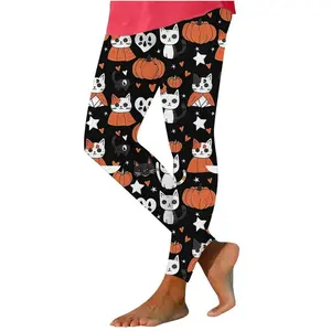 Womens Halloween Leggings Pumpkin  Women's Leggings, Yoga Pants, High Waist Hunting Tights, Women's Outdoor Fitness Outfit