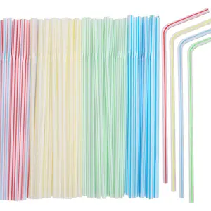 200 count Plastic Straws Disposable -Straws Drinking Plastic -8.8inch Long Bendy Straws -Flexible Bendable Drinking Straw