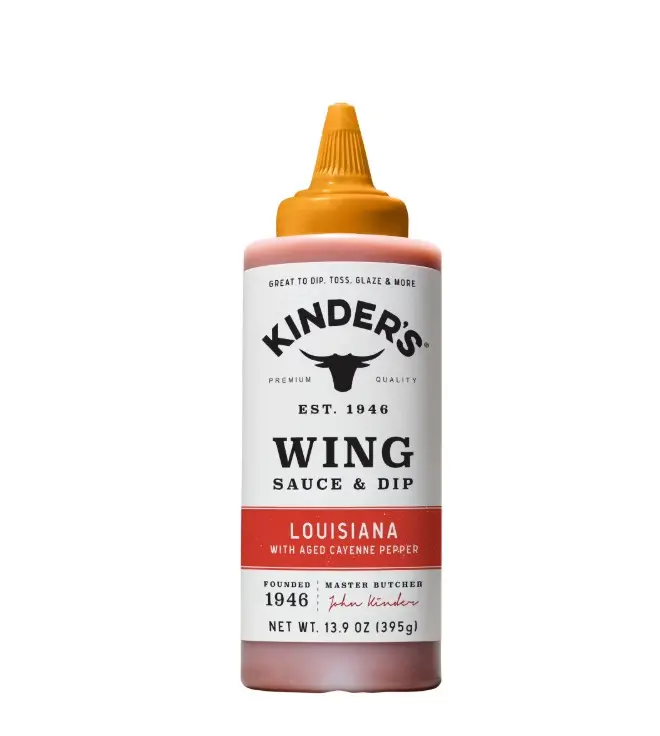 Kinder's Louisiana Heat Wing & Dipping Sauce, 13.9 oz Gluten-Free Bottle - Ideal for Tossing, Blending, Drizzling Flavor