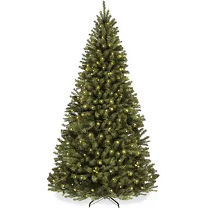 Best Choice Products Pre-Lit Spruce Artificial Christmas Tree w/ Easy Assembly, Metal Hinges & Foldable Base