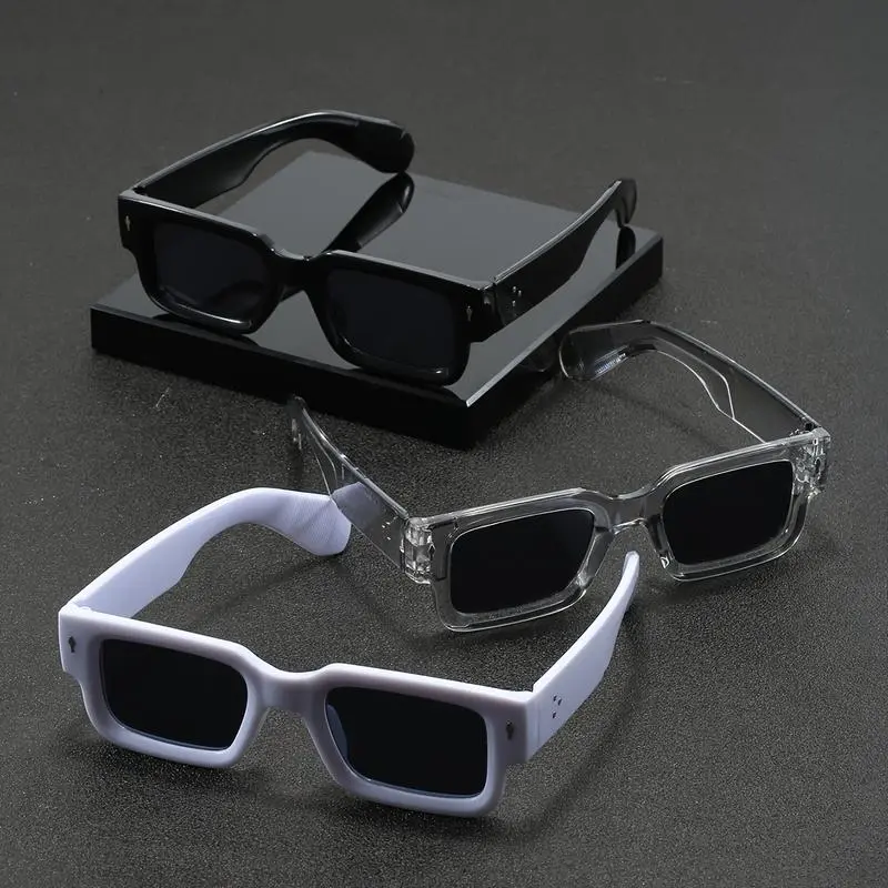 Men's 3-PCS Full Rim TR 90 Nylon Small Frame Square Minimalist Sunglasses - Polarized Lenses, Anti-Reflective, High-Quality, Black/Transparent/White Frames, Unisex for Daily Wear & Driving, Sleek Design, Festival Gift, Men's Accessories, Contemporary Men'