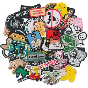 24Pcs Funny Patches with Hook and Loop, Embroidered Morale Patches, Meme Military Patch for Backpacks, Bag, Vests(Style-2)