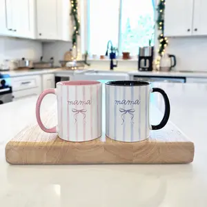 Personalized Mama Coffee Mug with Custom Name | Striped Mom Mug | Mother's Day Gift for Mom